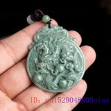 Burmese Jade Dragon Phoenix Pendant Necklace