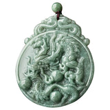 Burmese Jade Dragon Phoenix Pendant Necklace