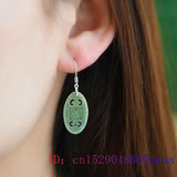 Burmese Jade Earrings Green Stone Amulet 925 Silver Natural Jadeite