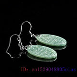 Burmese Jade Earrings Green Stone Amulet 925 Silver Natural Jadeite