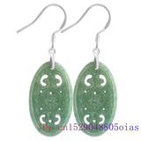 Burmese Jade Earrings Green Stone Amulet 925 Silver Natural Jadeite