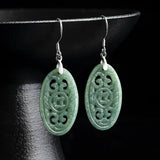Burmese Jade Earrings Green Stone Amulet 925 Silver Natural Jadeite