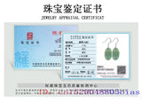 Burmese Jade Earrings Green Stone Amulet 925 Silver Natural Jadeite