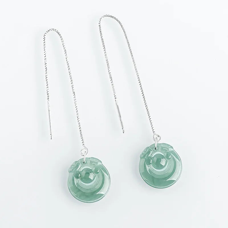 Burmese Jade Earrings Natural Gemstone 925 Silver Green Women Gift Jewelry