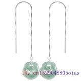 Burmese Jade Earrings Natural Gemstone 925 Silver Green Women Gift Jewelry