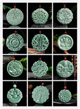 Burmese Jade Flower Dragon Pendant Vintage Jewelry Necklaces Choker Talismans