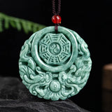 Burmese Jade Flower Dragon Pendant Vintage Jewelry Necklaces Choker Talismans