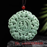 Burmese Jade Flower Dragon Pendant Vintage Jewelry Necklaces Choker Talismans