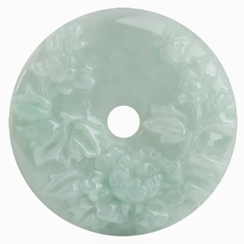 Burmese Jade Flower Pendant Necklace Emerald for Women