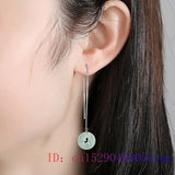 Burmese Jade Fox Earrings Carved 925 Silver Women Amulets