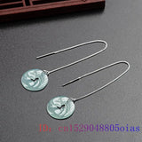 Burmese Jade Fox Earrings Carved 925 Silver Women Amulets