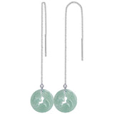 Burmese Jade Fox Earrings Carved 925 Silver Women Amulets