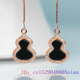 Burmese Jade Gourd Earrings Gift Charm Amulets Women Jewelry Charms