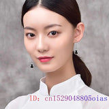 Burmese Jade Gourd Earrings Gift Charm Amulets Women Jewelry Charms
