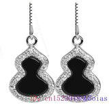 Burmese Jade Gourd Earrings Gift Charm Amulets Women Jewelry Charms
