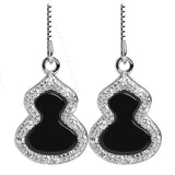 Burmese Jade Gourd Earrings Gift Charm Amulets Women Jewelry Charms