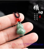 Burmese Jade Gourd Pendant Green Amulet Carved Men Vintage Emerald Jadeite