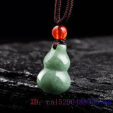 Burmese Jade Gourd Pendant Green Amulet Carved Men Vintage Emerald Jadeite