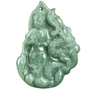 Burmese Jade Guanyin Pendant Emerald Green Necklace Men Women