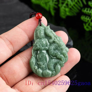 Burmese Jade Guanyin Pendant Emerald Green Necklace Men Women