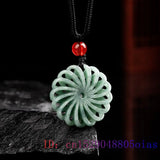 Burmese Jade Kaleidoscope Pendant Green Charm Talismans Necklace