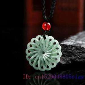 Burmese Jade Kaleidoscope Pendant Green Charm Talismans Necklace