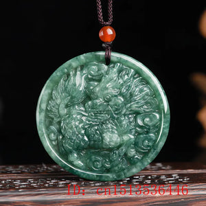 Burmese Jade Kylin Pixiu Pendant Green Choker Charm Necklace Jewelry