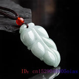 Burmese Jade Leaf Pendant Natural Gemstone Necklace Carved Vintage Jewelry