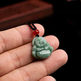 Burmese Jade Maitreya Pendant with Emerald Necklace