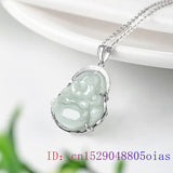 Burmese Jade Maitreya Pendant 925 Silver Necklace Charms