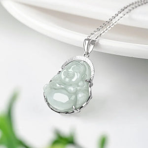 Burmese Jade Maitreya Pendant 925 Silver Necklace Charms