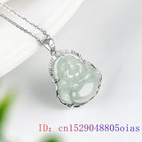 Burmese Jade Maitreya Pendant 925 Silver Necklace Charms