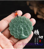 Burmese Jade Peacock Pendant Green Gift Amulet Emerald Man Jadeite Jewelry