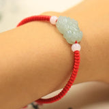 Burmese Jade Pixiu Bracelet Jewelry Bead Jadeite Stone Talismans Gemstones