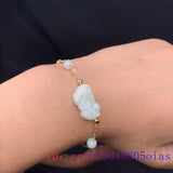 Burmese Jade Pixiu Bracelet 925 Silver Vintage Charms Natural Bangles