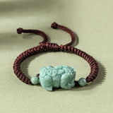 Vintage Burmese Jade Pixiu Green Gemstone Bracelet Bangle