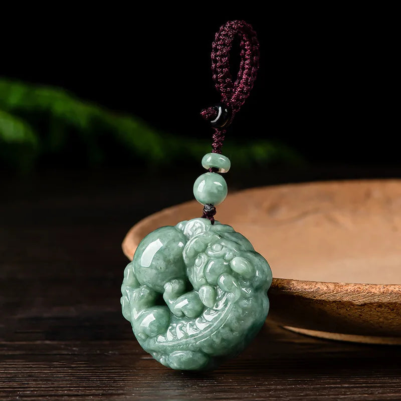 Green Jade Pixiu Keychain Phone Charm Car Bag Accessory
