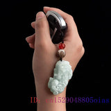 Burmese Jade Pixiu Keychain Green Emerald Phone Charm for Men Bag Car