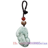 Burmese Jade Pixiu Keychain Green Emerald Phone Charm for Men Bag Car