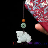 Burmese Jade Pixiu Keychain Phone Charm Keychains Jadeite Emerald