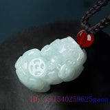 Burmese Jade Pixiu Pendant Necklace Natural Emerald Amulet Gemstone