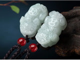 Burmese Jade Pixiu Pendant Necklace Natural Emerald Amulet Gemstone