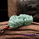 Burmese Jade Pixiu Pendant Green Jadeite Amulet Choker