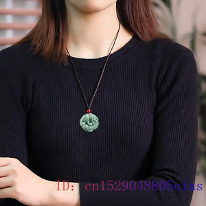 Burmese Jade Pixiu Pendant Gift Emerald Green Jewelry Natural Necklace