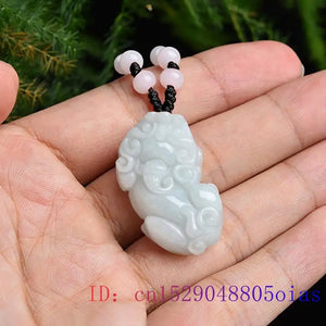 Burmese Jade Pixiu Pendant Jadeite Necklace Men Emerald Jewelry