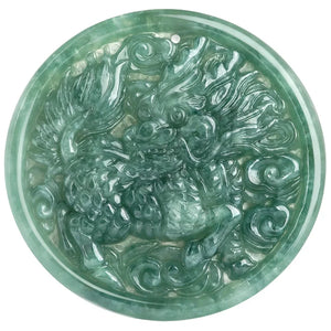 Burmese Jade Qilin Pendant Green Necklace Men