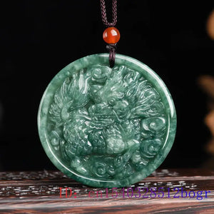 Burmese Jade Qilin Pendant Green Necklace Men