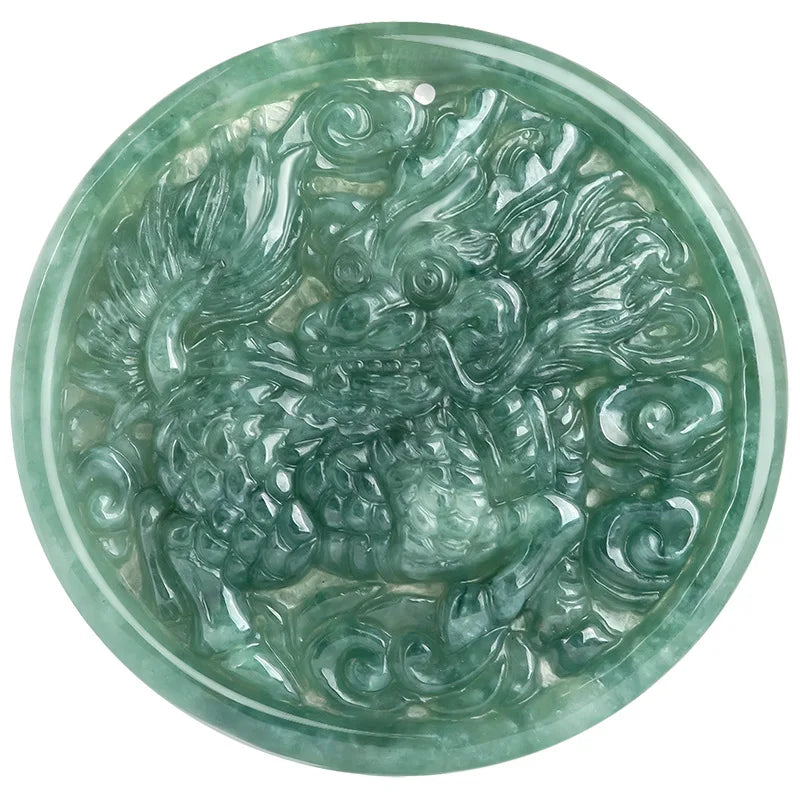 Burmese Jade Qilin Pendant Green Necklace Men