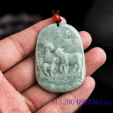 Chinese Natural Green Jade Sheep Pendant Necklace Choker