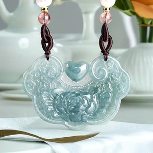 Burmese Jadeite Rose Pendant Necklace Gemstone Vintage Men Jewelry